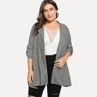 Shein Plus Roll Up Sleeve Open Front Outerwear