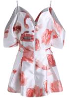 Shein White Spaghetti Strap Bow Lips Print Dress