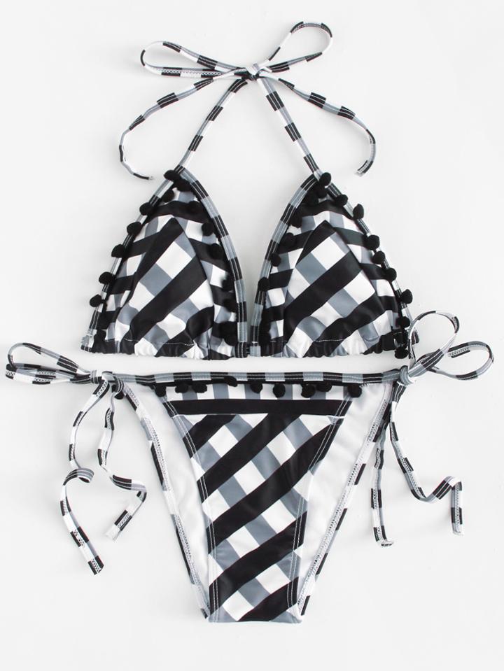 Shein Self Tie Checkered Bikini Set