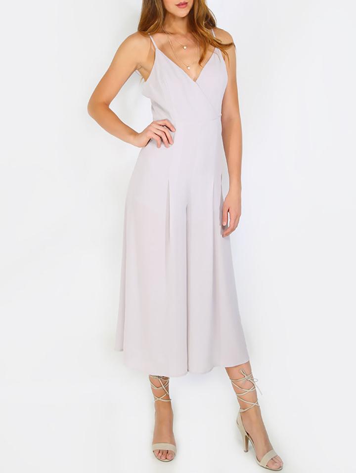 Shein Grey Spaghetti Strap Backless Shift Jumpsuit