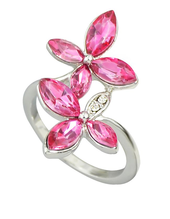 Shein Hotpink Rhinestone Flower Rings