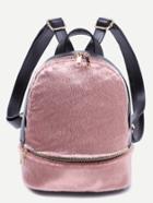 Shein Pink Faux Fur Covered Zip Front Backpack