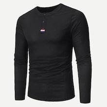 Shein Men Solid Button Half Placket Tee