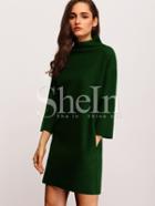Shein High Neck Zipper Back Dress With Pocket