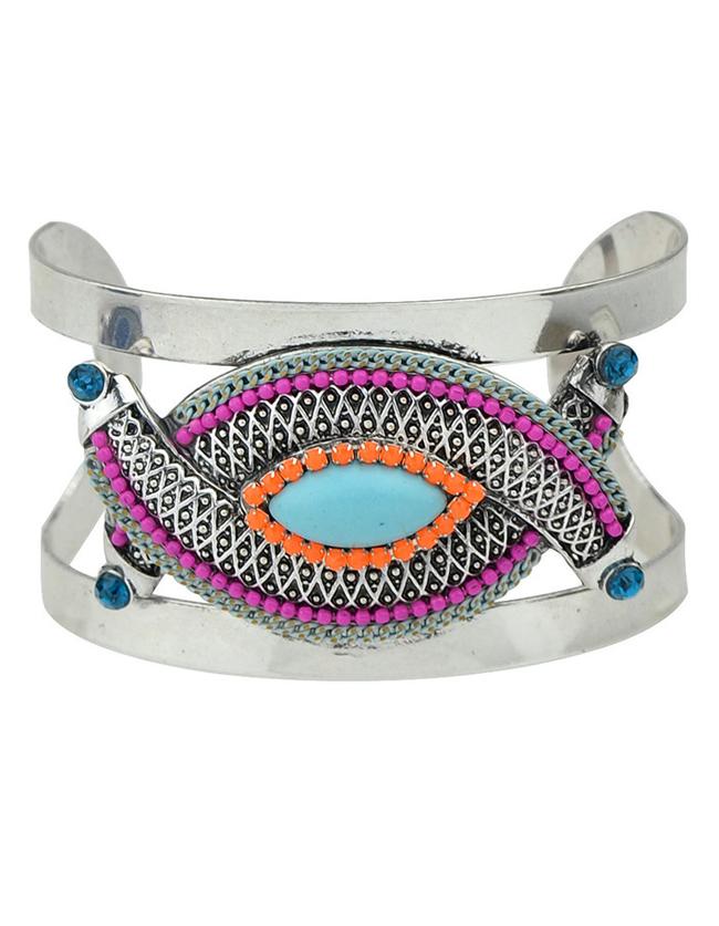 Shein Hotpink Gemstone Cuff Bracelet