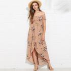 Shein Off Shoulder Shirred Bodice Floral Dress