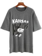 Shein Grey Short Sleeve Eagle Print T-shirt
