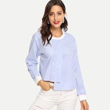 Shein Asymmetric Hem Striped Blouse