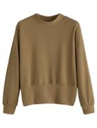 Shein Khaki Long Sleeve Sweatshirt