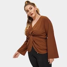 Shein Plus V Neck Twist Blouse