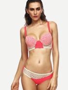 Shein Contrast Eyelet Push Up Bikini Set
