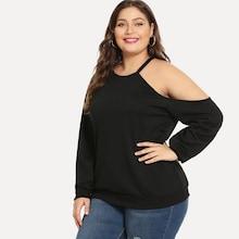 Shein Plus Asymmetrical Shoulder Solid Pullover