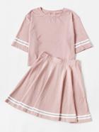 Shein Varsity Trim T-shirt With Skirt