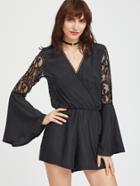 Shein Contrast Hollow Out Crochet Lace Romper