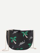 Shein Coconut Tree Embroidered Saddle Bag