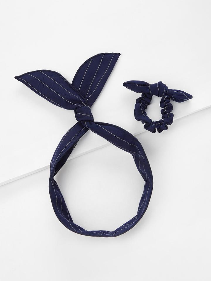 Shein Striped Knot Headband & Hair Tie