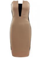 Rosewe Black And Coffee Strapless Knee Length Dress
