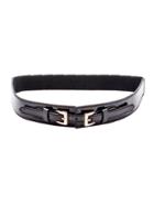 Shein Black Faux Leather Double Buckled Elastic Belt