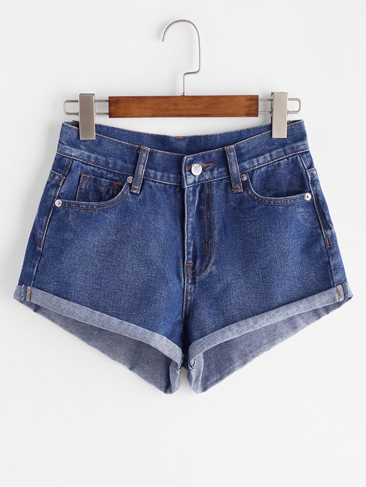 Shein Roll Hem Denim Shorts