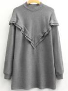 Shein Grey Mock Neck Long Sleeve Sweatshirt Dress