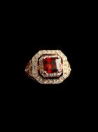 Shein Red Gemstone Retro Gold Crystal Ring