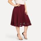 Shein Plus Cut Out Pleated Solid Skirt