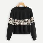 Shein Leopard Print Contrast Sweatshirt
