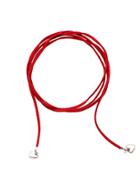 Shein Red Cord Metal Heart Pendant Wrap Choker Necklace