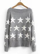 Shein Star Pattern Boat Neck Sweater