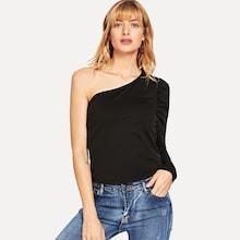 Shein One Shoulder Puff Sleeve Tee