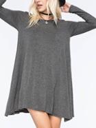 Shein Long Sleeve Shift Grey Dress