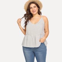 Shein Plus Polka Dot Ruffle Hem Cami Top