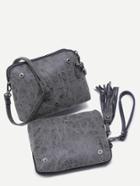 Shein Grey Pu Tassel Trim Docking Button 2pcs Bag Set