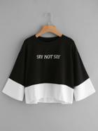 Shein Wide Sleeve Cut And Sew Graphic Pullover