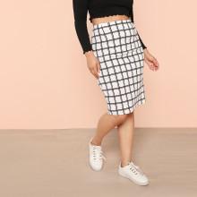 Shein Plus Grid Pencil Skirt
