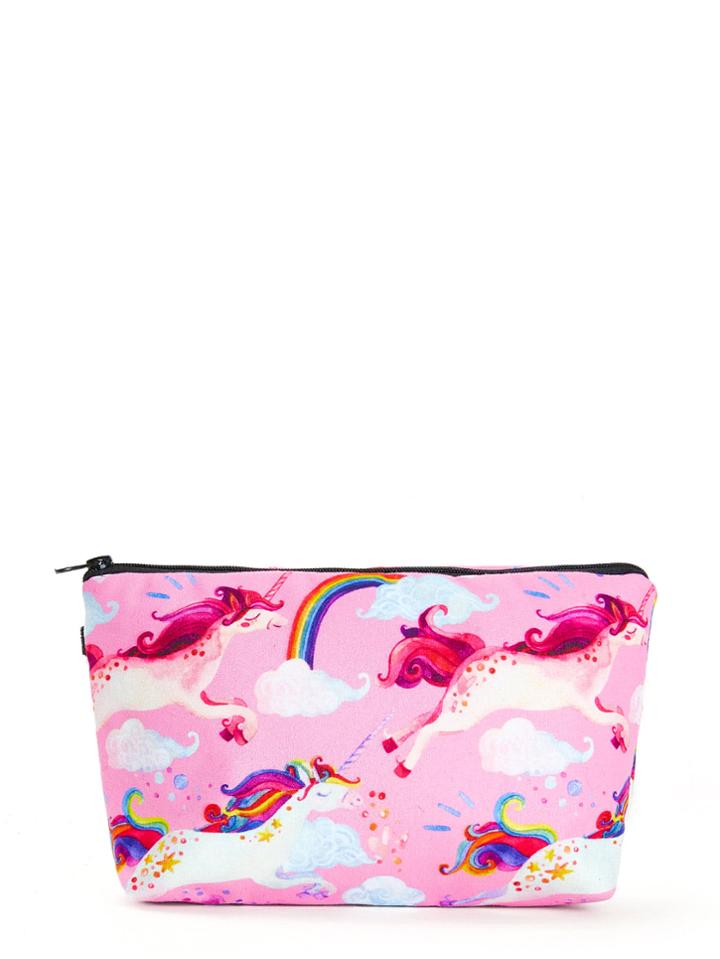 Shein Unicorn & Rainbow Print Zipper Pouch