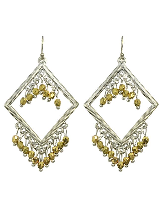 Shein Square Hanging Beads Big Earrings