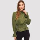 Shein Mock-neck Bell Sleeve Peplum Top