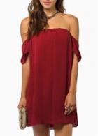 Rosewe Alluring Wine Red Off The Shoulder Straight Dress