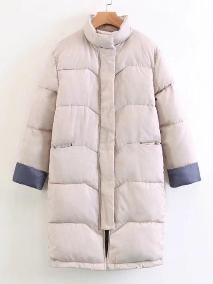 Shein Contrast Cuff Padded Coat