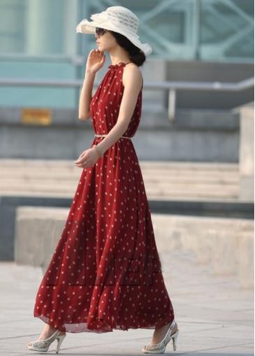 Rosewe Charming Print Design Sleeveless Ankle Length Dress For Woman