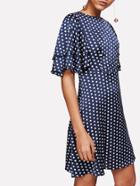 Shein Layered Flutter Sleeve Split Back Polka Dot Dress