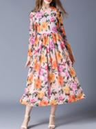 Shein Multicolor Rose Print Maxi Dress