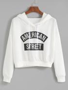 Shein Contrast Slogan Print Hooded Sweatshirt