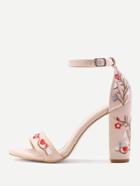 Shein Calico Embroidery Two Part Block Heeled Sandals