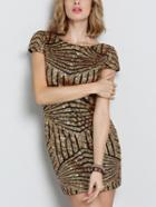 Shein Cap Sleeve Backless Sequined Dress