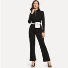 Shein O-ring Zip Front Rib Knit Jumpsuit
