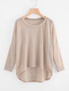 Shein Drop Shoulder High Low Loose Knit Tee