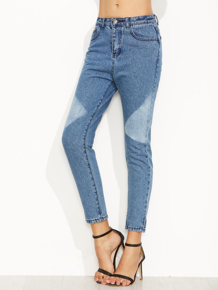 Shein Color Block Skinny Ankle Jeans
