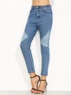 Shein Color Block Skinny Ankle Jeans